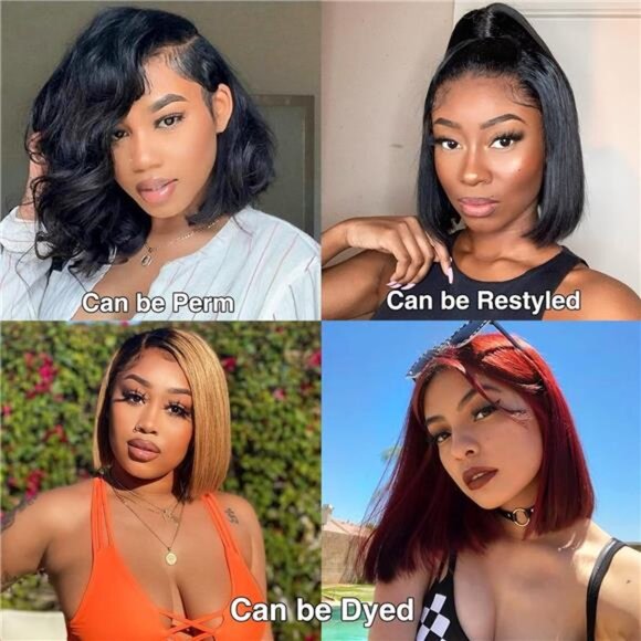 Bob Wig Human Hair 13x4 Frontal Lace Wigs for black Women HD Bob Lace Front main image 6